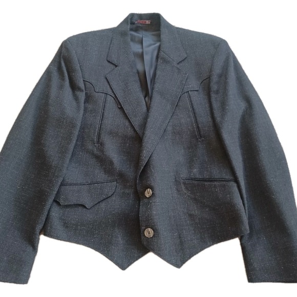 Tregos‎ Westwear Vintage Structured Wool Blend Western Yoke Blazer Jacket 42